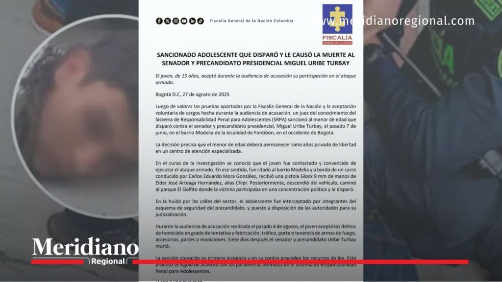 noticias Bogotá - Miguel Uribe Turbay - justicia juvenil en Colombia - condena a menor - asesinato de Miguel Uribe