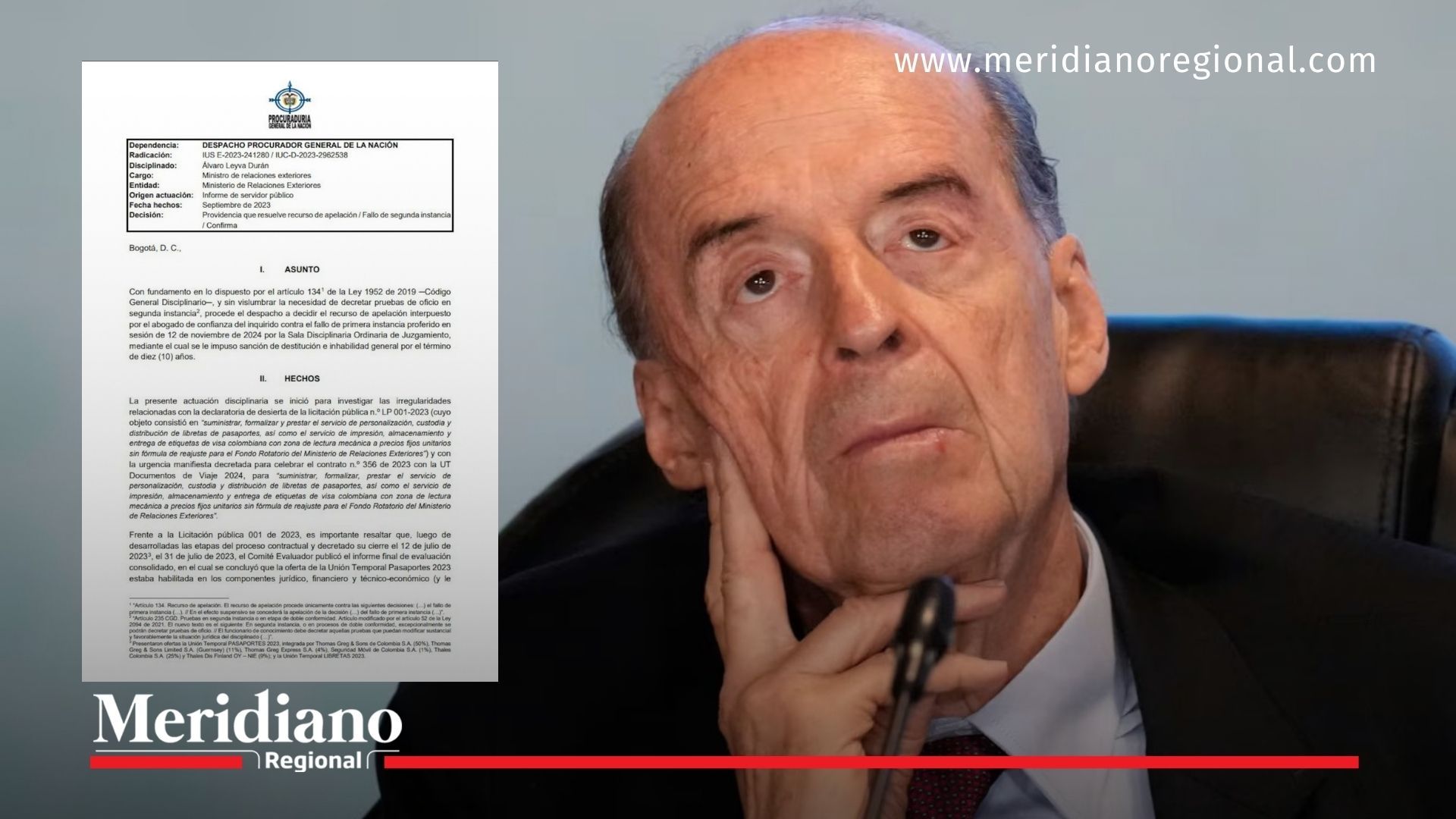 noticias Colombia - Álvaro Leyva - inhabilidad Álvaro Leyva - Procuraduría General de la Nación - destitución excanciller - sanción pasaportes - Rosa Yolanda Villavicencio - Imprenta Nacional