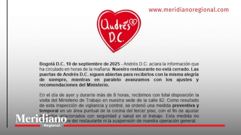 comunicado oficial andrés dc - cierre parcial andrés dc - ministerio de trabajo - seguridad laboral restaurante bogotá