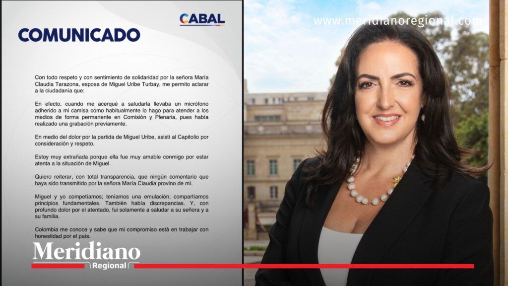 María Fernanda Cabal y su comunicado de respuesta - Meridiano Regional noticias colombia - maría fernanda cabal - centro democrático - miguel uribe turbay - maría claudia tarazona - paloma valencia - elecciones 2026 - uribismo dividido