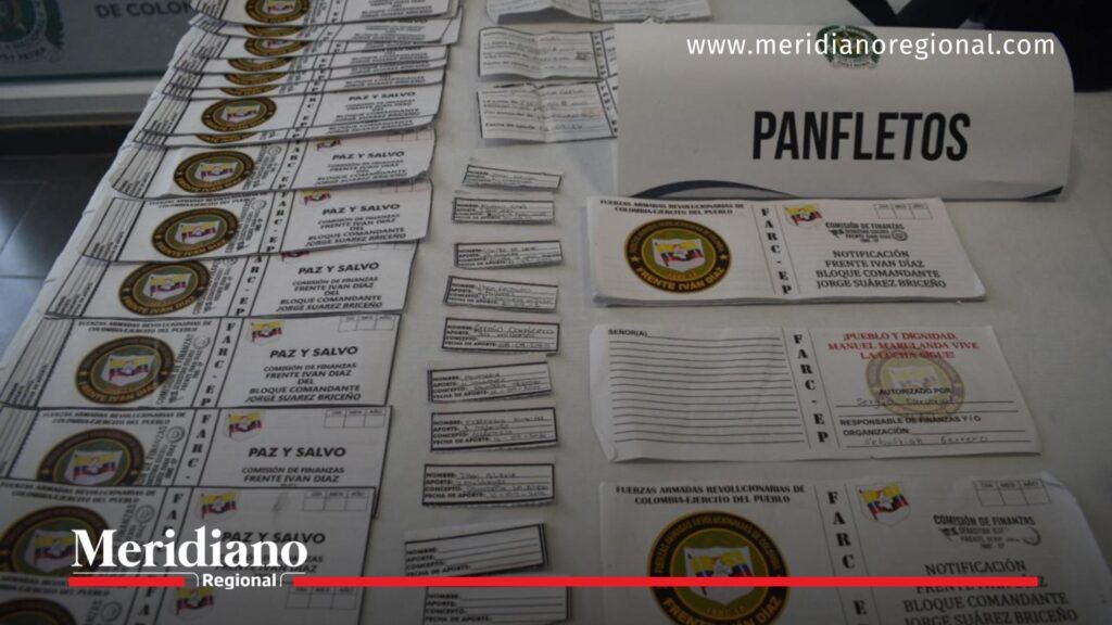 citaciones extorsivas incautadas en operativo Algeciras Huila Frente Iván Díaz