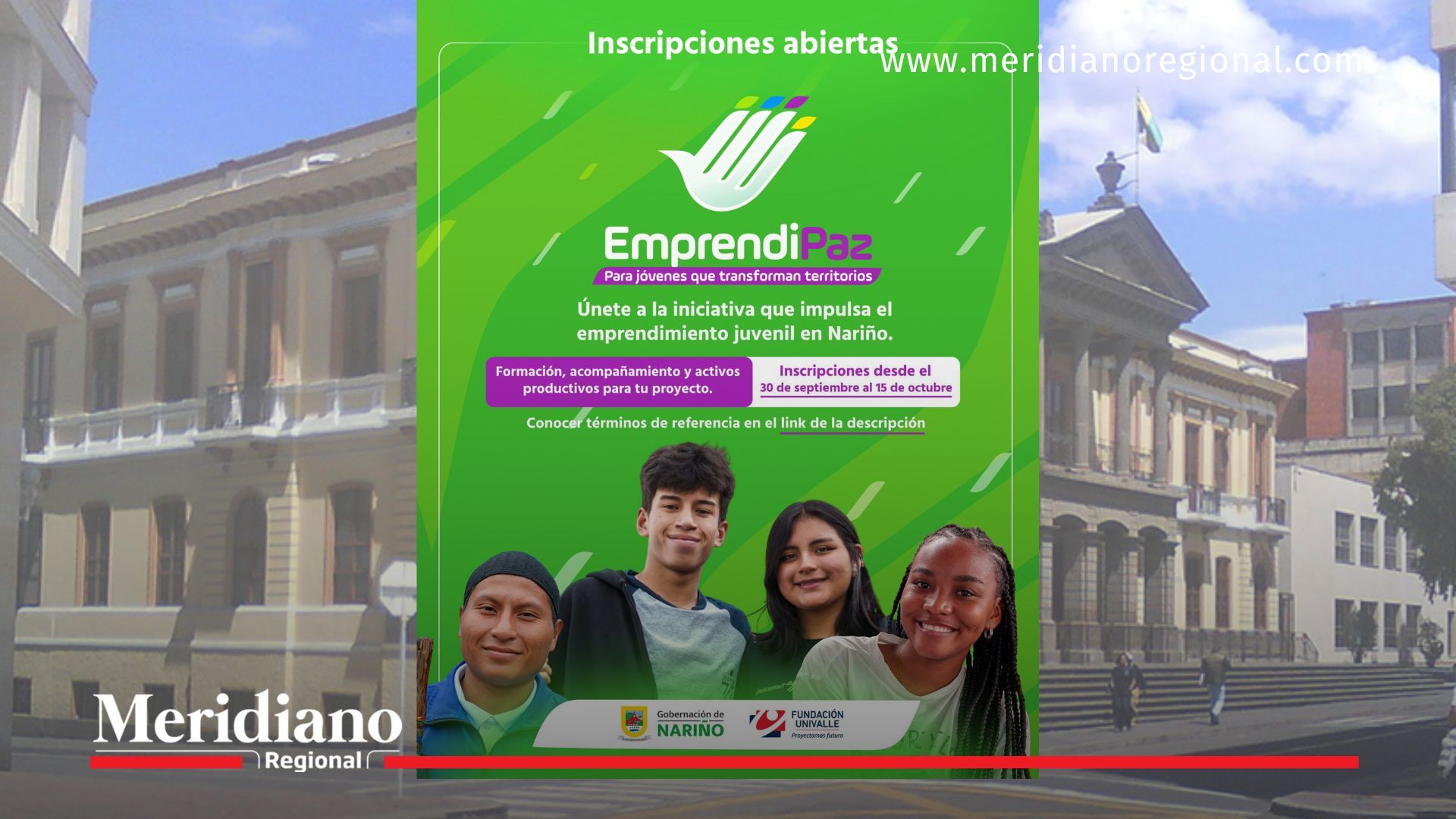 Convocatoria EmprendiPaz Gobernación de Nariño - inscripciones abiertas jóvenes emprendedores Nariño - economía juvenil y paz territorial