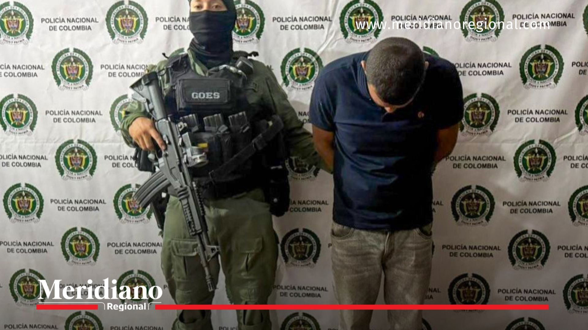 Policía del GOES presentó al hombre capturado en Popayán por violencia intrafamiliar.