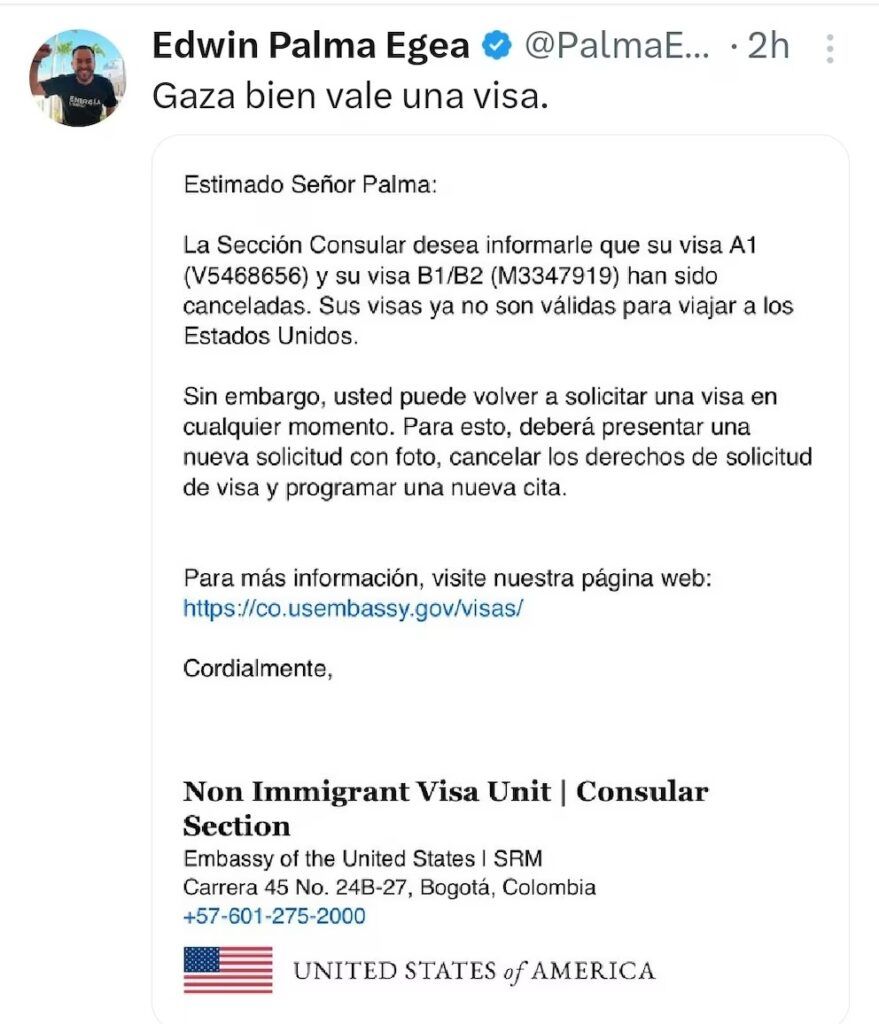 noticias colombia - crisis de visas ee uu colombia - funcionarios colombianos en lista negra - gustavo petro visa revocada - tension diplomatica colombia estados unidos