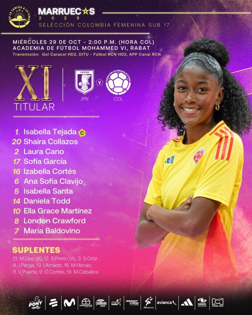 Selección Colombia femenina sub-17 lista para enfrentar a Japón - Meridiano Regional Jugadora de la Selección Colombia femenina sub-17 posa antes del partido ante Japón en el Mundial femenino sub-17 en Rabat, Marruecos.