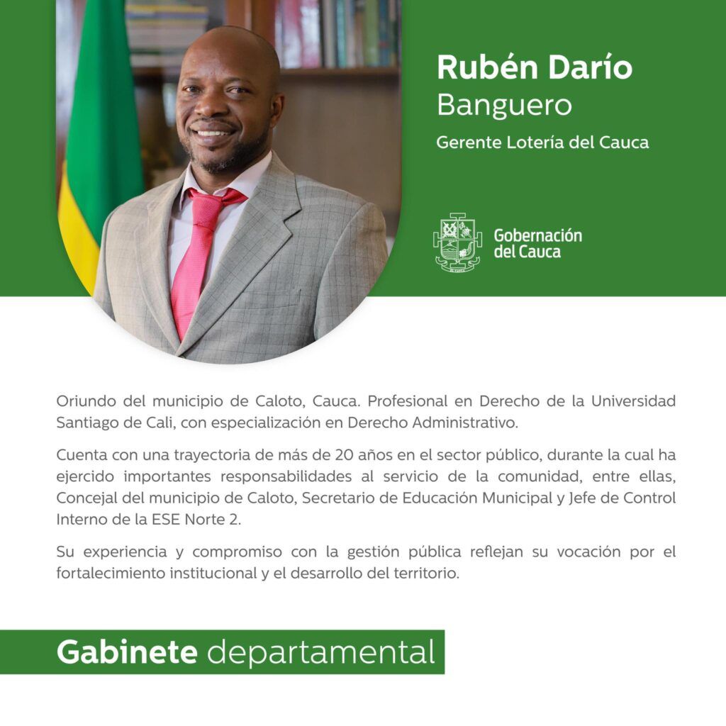 Rubén Darío Banguero nuevo gerente de la Lotería del Cauca - Meridiano Regional rubén-darío-banguero - gerente-lotería-del-cauca - caloto-cauca - gobernación-del-cauca