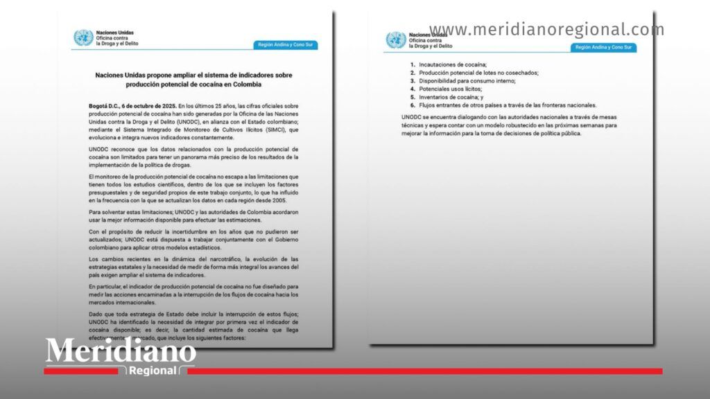 ONU reconoce errores en cifras de cocaína en Colombia - Meridiano Regional documento oficial de la ONU sobre errores en cifras de cocaína en Colombia