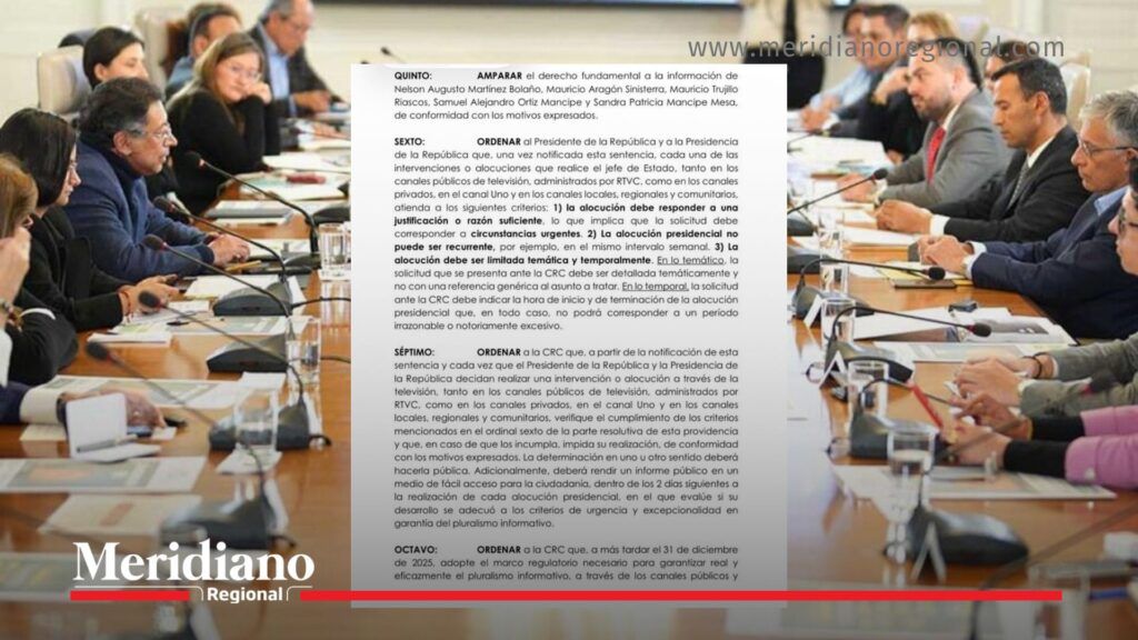 Consejo de Estado Petro — fallo sobre alocuciones presidenciales - Meridiano Regional Consejo de Estado Petro limita las alocuciones presidenciales y ordena justificación y control sobre el uso de la televisión nacional.