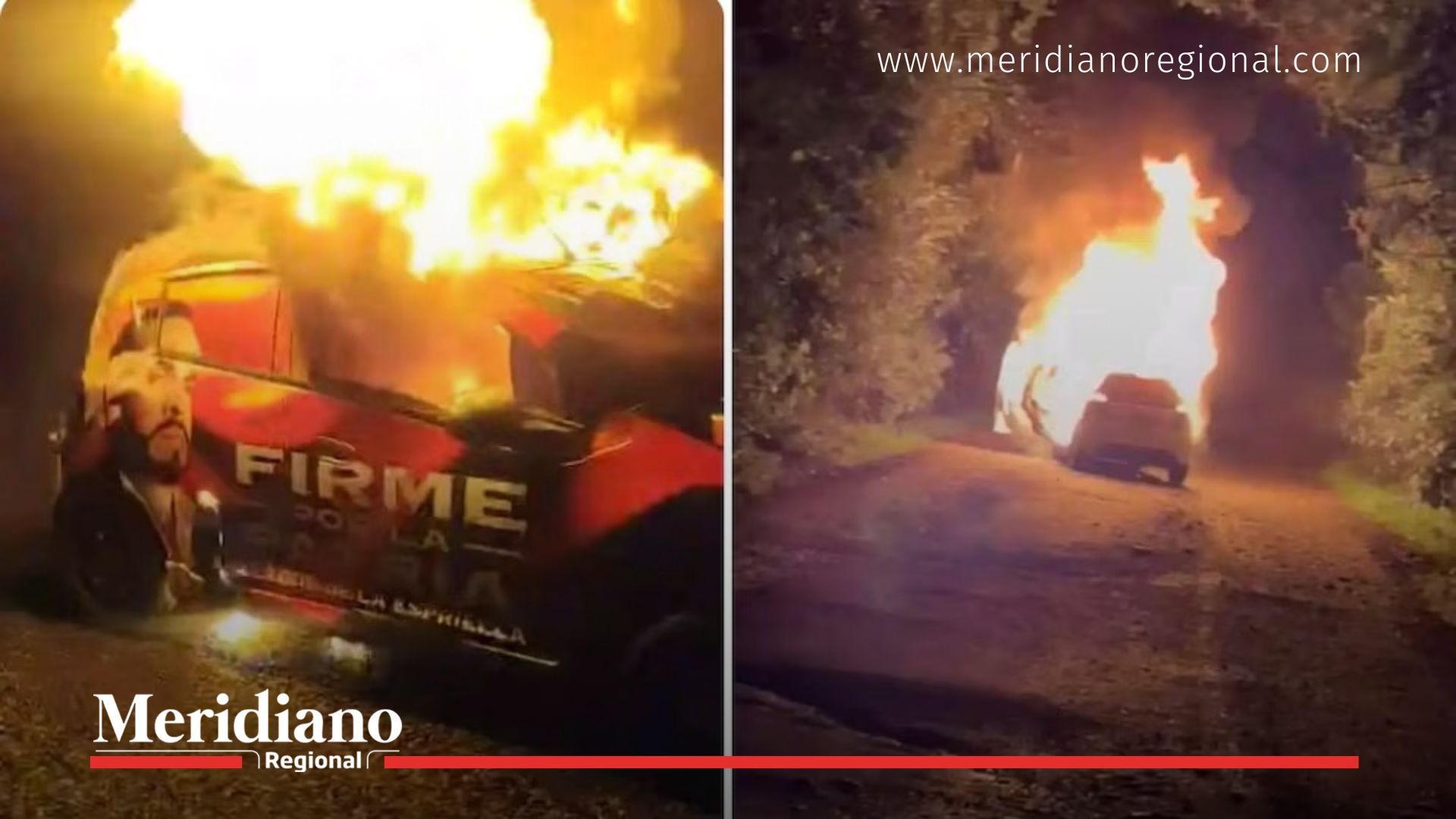 Vehículo de la campaña de Abelardo de la Espriella incendiándose tras ataque armado en Norte de Santander.