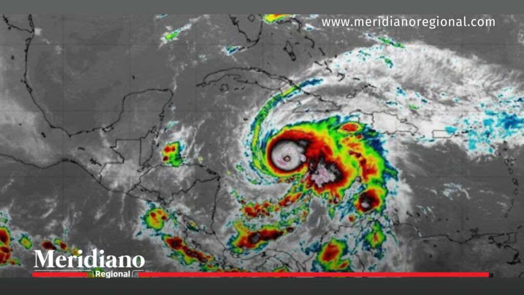 Huracán Melissa en Cuba visto desde el satélite - Meridiano Regional Imagen satelital del huracán Melissa en Cuba y Jamaica mostrando la intensidad del sistema tropical.
