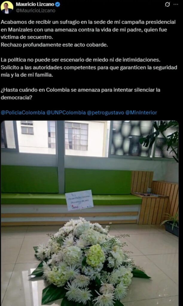 amenaza a Mauricio Lizcano - denuncia en redes sociales - inseguridad electoral en Colombia - violencia política