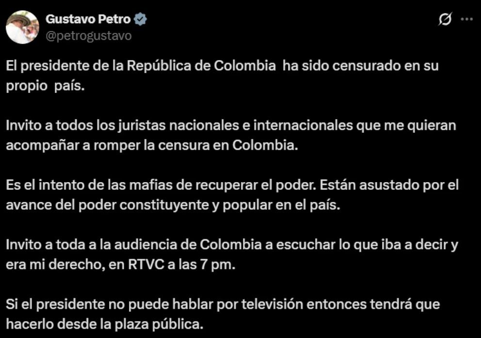 Petro denuncia censura en Colombia tras veto de la CRC - Meridiano Regional petro-denuncia-censura - gustavo-petro-alocucion - crc-censura-petro - censura-institucional-colombia - discurso-presidencial-colombia