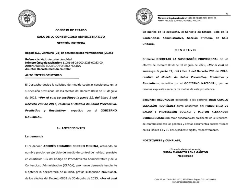 consejo-de-estado-decreto-de-salud - suspension-decreto-0858 - modelo-de-salud-preventivo