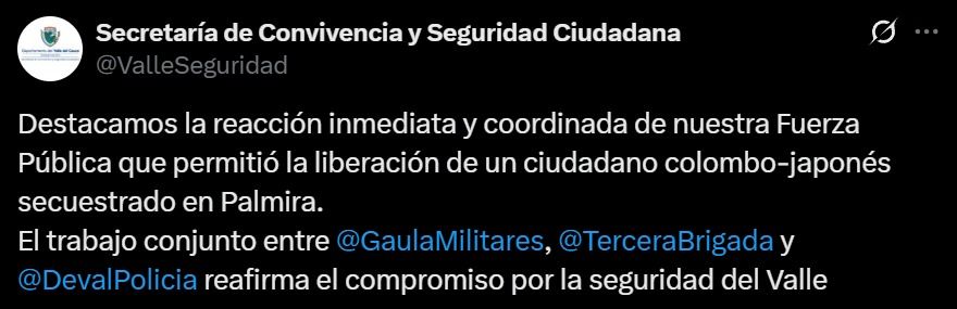 Fuerza Pública frustra intento de secuestro en Palmira - Meridiano Regional noticias Palmira - intento de secuestro Palmira - Gaula Militar - Policía Valle - seguridad Valle del Cauca