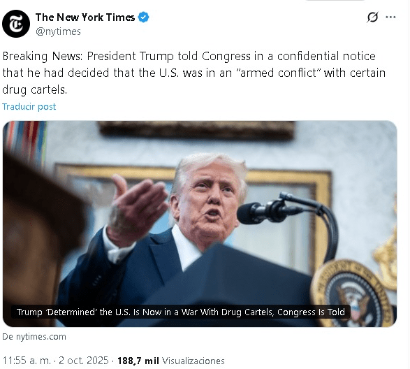 Trump guerra contra el narcotráfico en EE. UU. - Meridiano Regional trump guerra contra el narcotráfico - donald trump conflicto armado carteles - trump discurso casa blanca