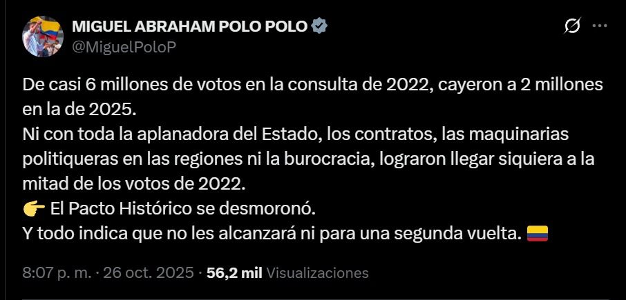 Polo Polo critica la caída del Pacto Histórico - Meridiano Regional miguel-polo-polo - caida-del-pacto-historico - critica-en-x - elecciones-2025-colombia