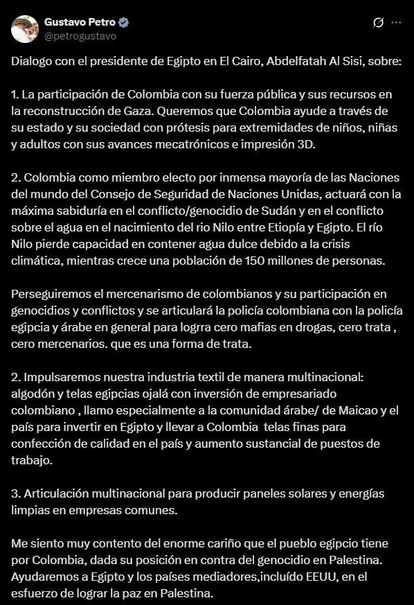publicacion-gustavo-petro - colombia-egipto - alianza-internacional - reconstruccion-gaza - tecnologia-mecatronica - energia-limpia - abdel-fatah-al-sisi - diplomacia-colombiana