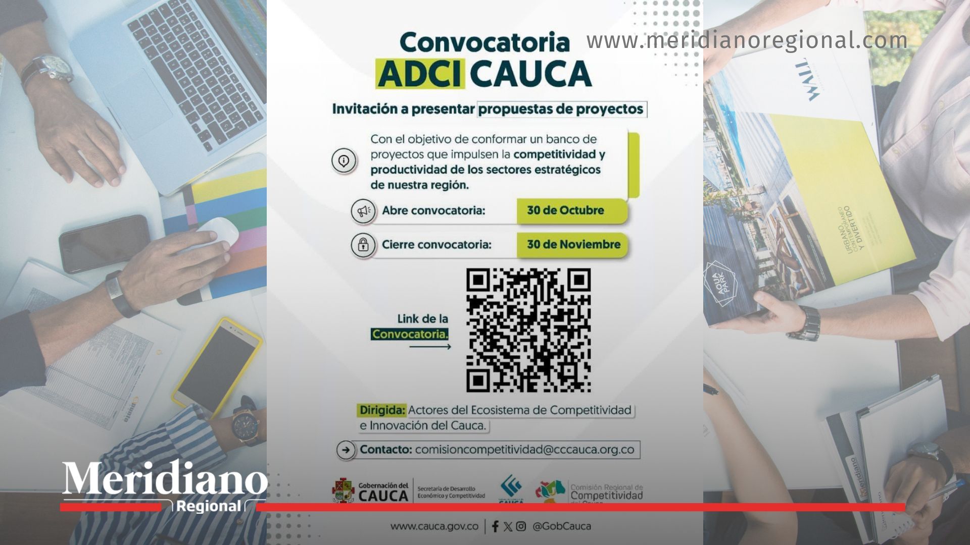 La Gobernación del Cauca abre la convocatoria Fase 3 ADCI para fortalecer la competitividad y productividad regional.