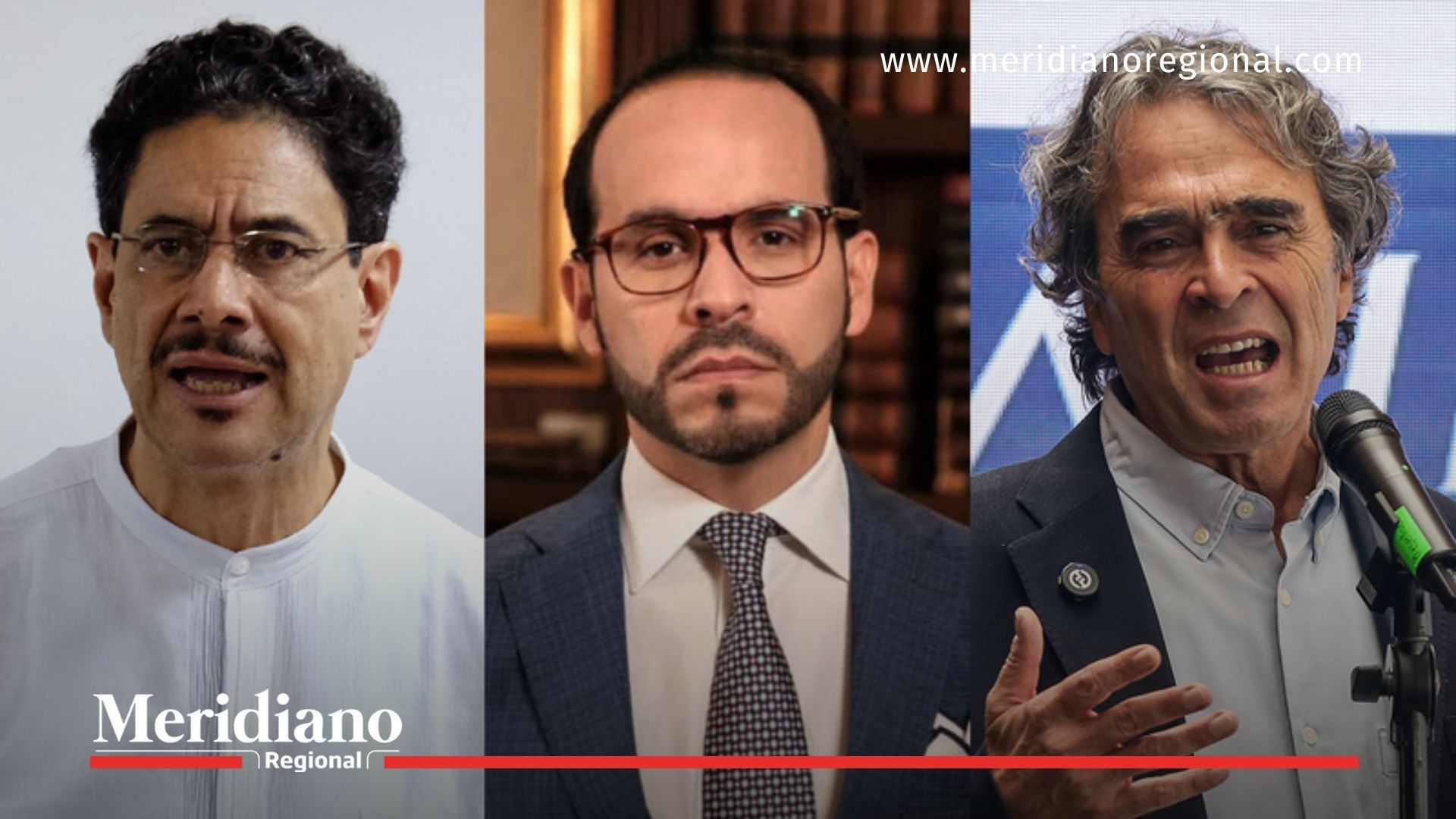 Montaje de tres precandidatos utilizado como imagen de portada para ilustrar los resultados de la encuesta presidencial 2026 del CNC.
