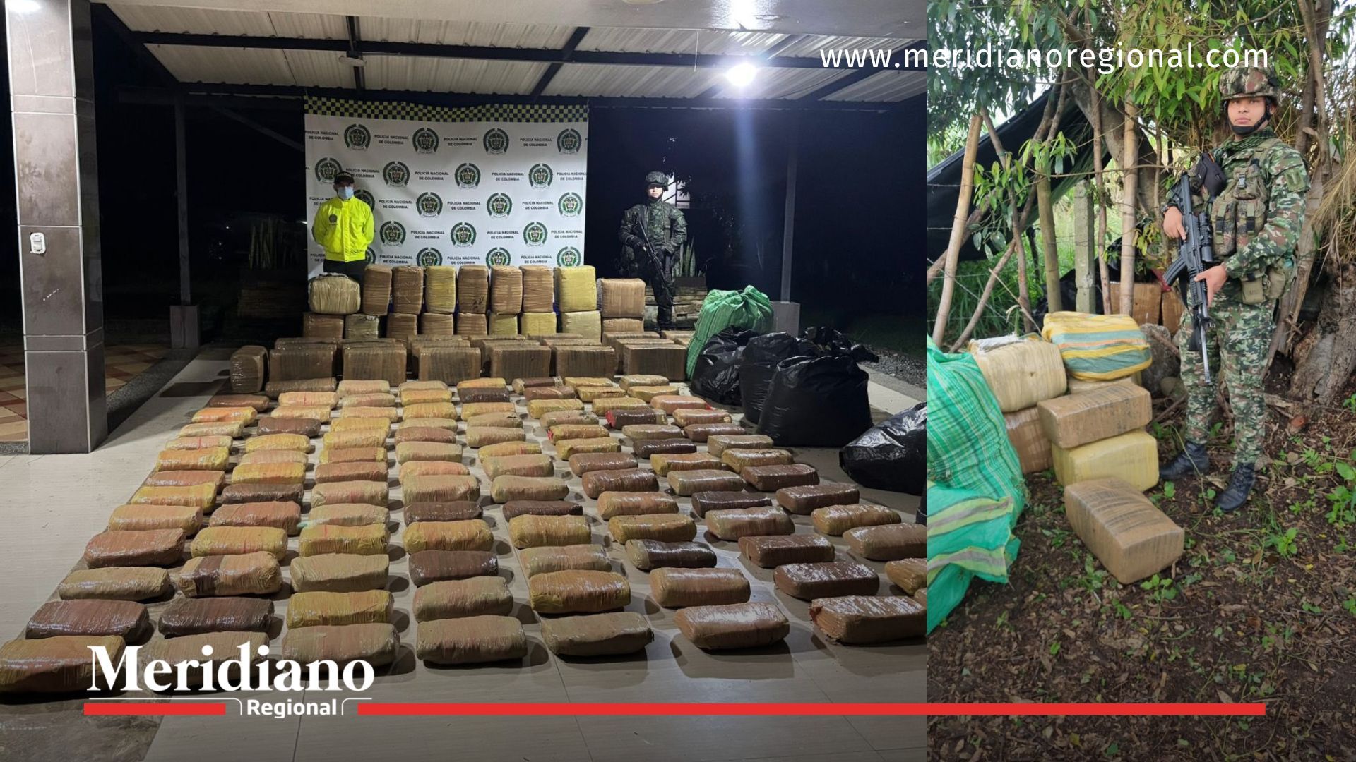 Autoridades incautaron 800 kilos de marihuana tipo exportación y desmantelaron un centro de acopio en la vereda San Rafael, Santander de Quilichao.