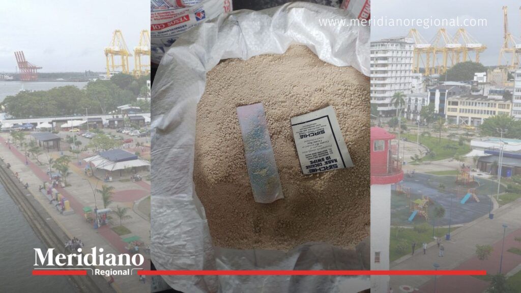 Prueba química sobre material mezclado con yeso donde se halló cocaína en las 14 toneladas incautadas en Buenaventura.