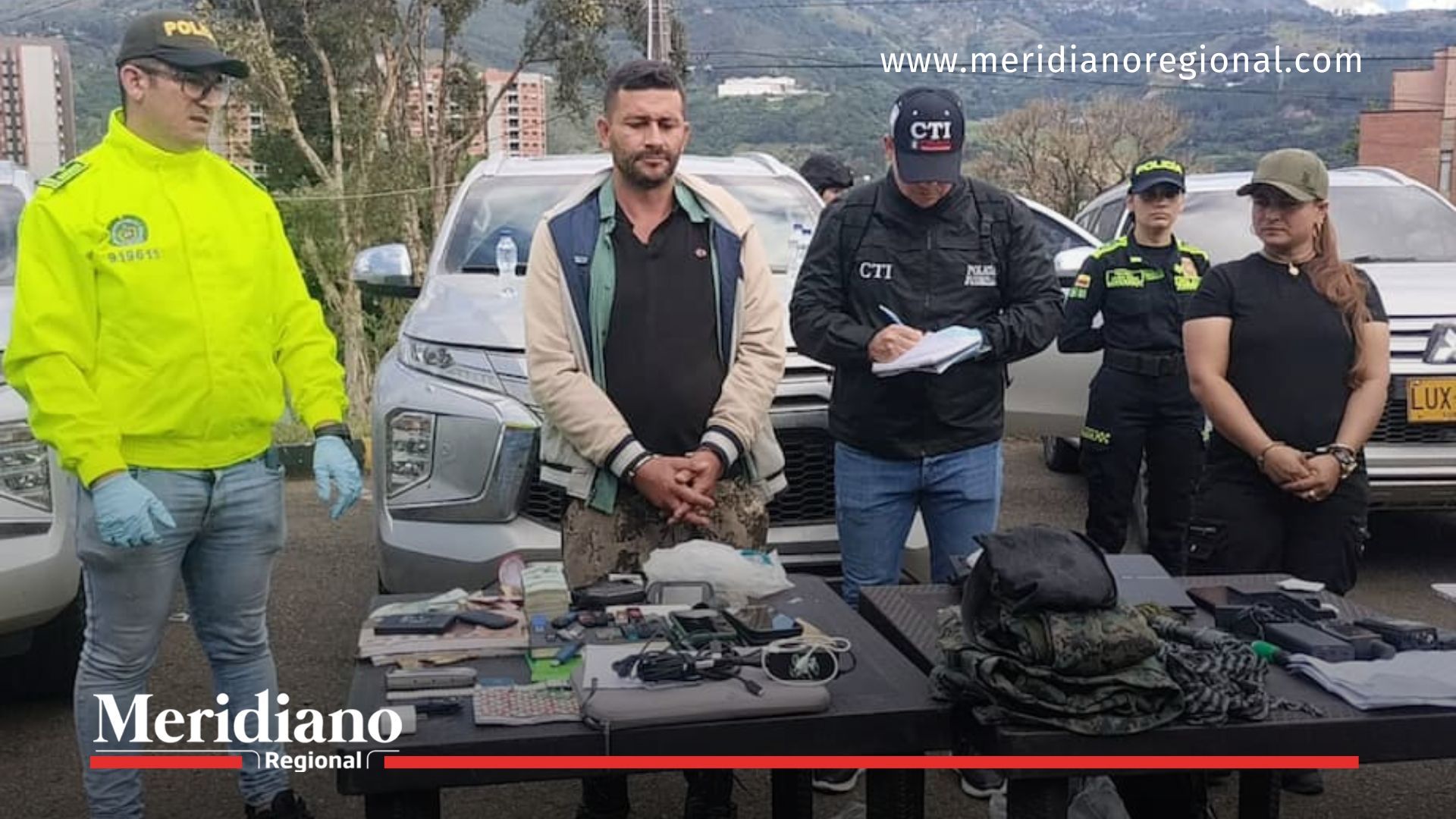 crisis Calarcá - operativo 2024 - incautación de evidencias - detenido presentado - Policía y CTI - dispositivos electrónicos - evidencia en investigación