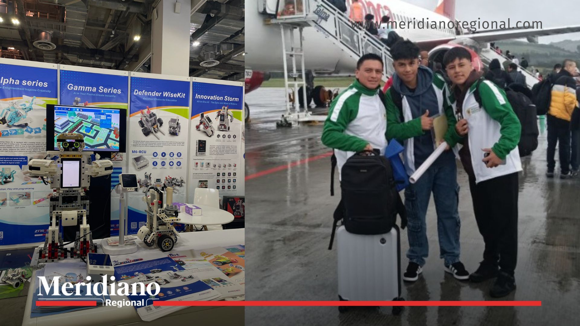 Delegación estudiantil de Nariño antes de viajar al Mundial de Robótica en Singapur.
