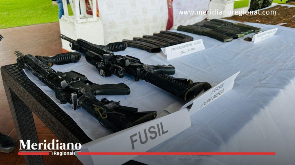 Fusiles y proveedores incautados por el Ejército durante la Operación Perseo 2.0 en el Micay.