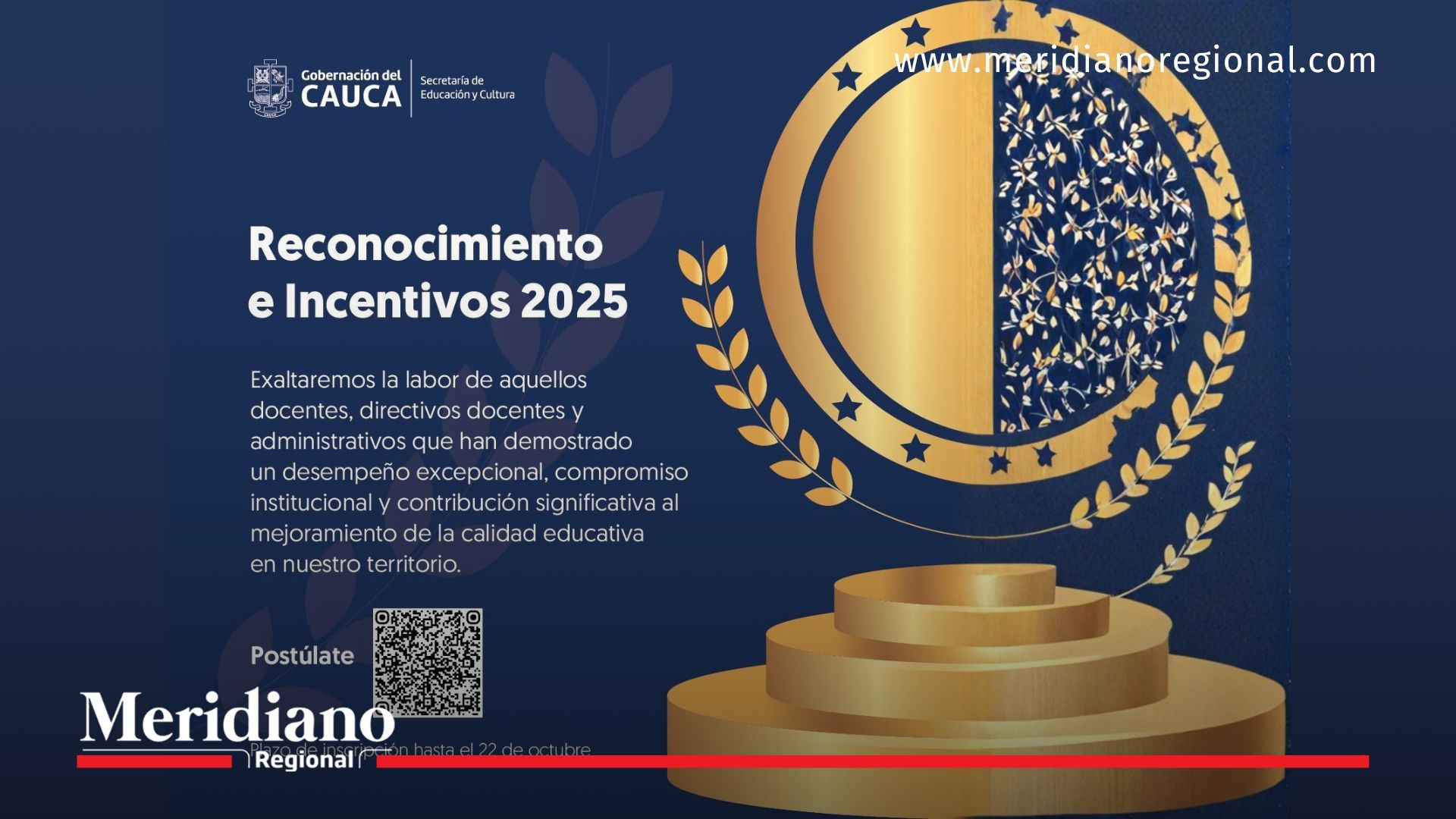 La Gobernación del Cauca abrió la convocatoria Reconocimiento e Incentivos 2025 para destacar a docentes, directivos y administrativos que han aportado al mejoramiento de la calidad educativa en el departamento.