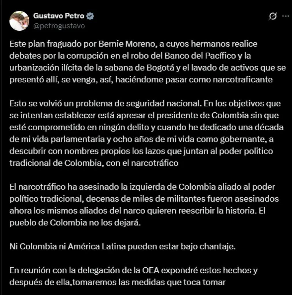 Publicación de Gustavo Petro en X sobre la Doctrina Trump - Meridiano Regional publicación de gustavo petro en x - doctrina trump - sanciones a petro - relaciones diplomáticas - noticias colombia