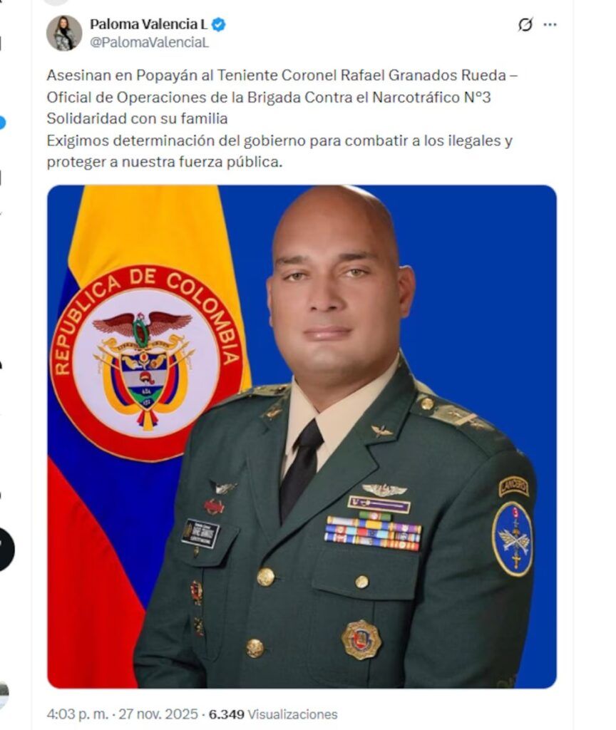 crimen-de-guerra - reaccion-paloma-valencia-x - ataque-en-popayan - oficial-ejercito-nacional