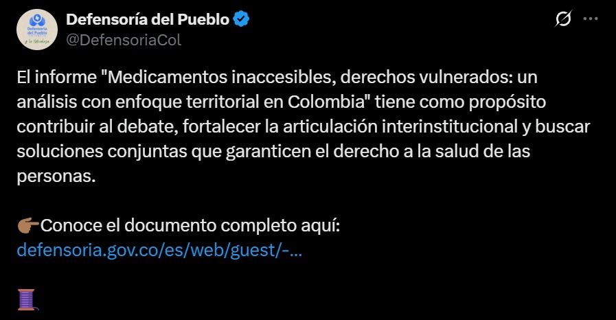 Informe sobre acceso a medicamentos en Colombia - Meridiano Regional defensoria-del-pueblo - informe-acceso-a-medicamentos - crisis-en-salud-colombia