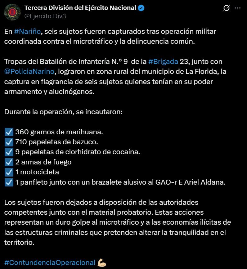 operativo-militar-la-florida-nariño - ejercito-nacional - gao-r-ariel-aldana