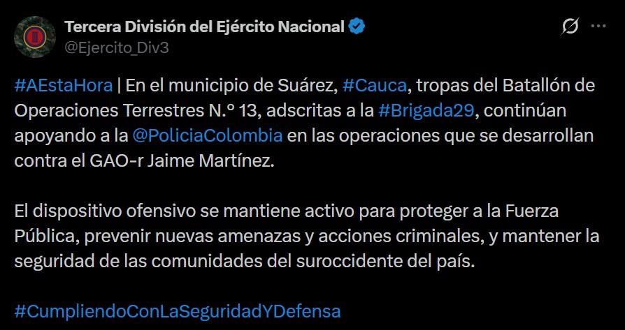hostigamiento-en-suarez - publicacion-ejercito-nacional - operaciones-en-suarez-cauca