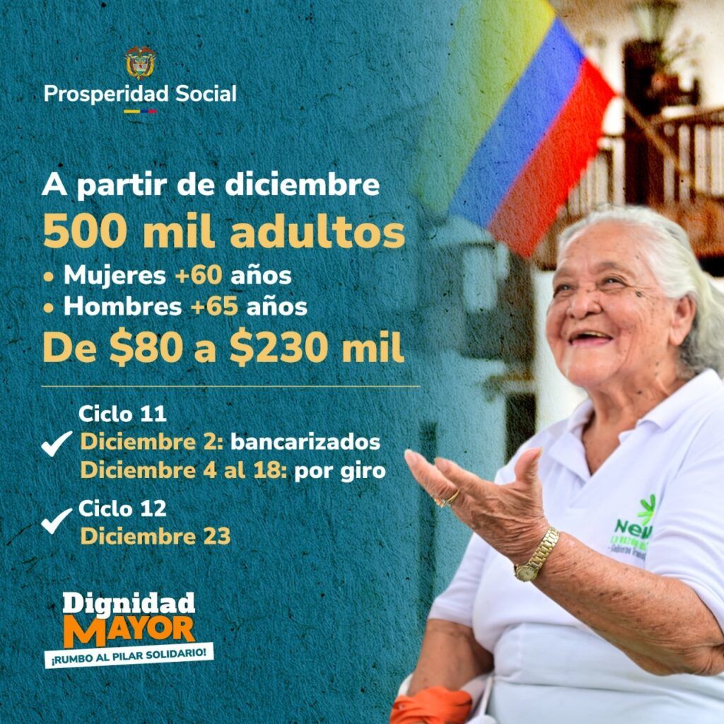 aumento Colombia Mayor - Prosperidad Social - subsidio adultos mayores - fechas de pago colombia mayor