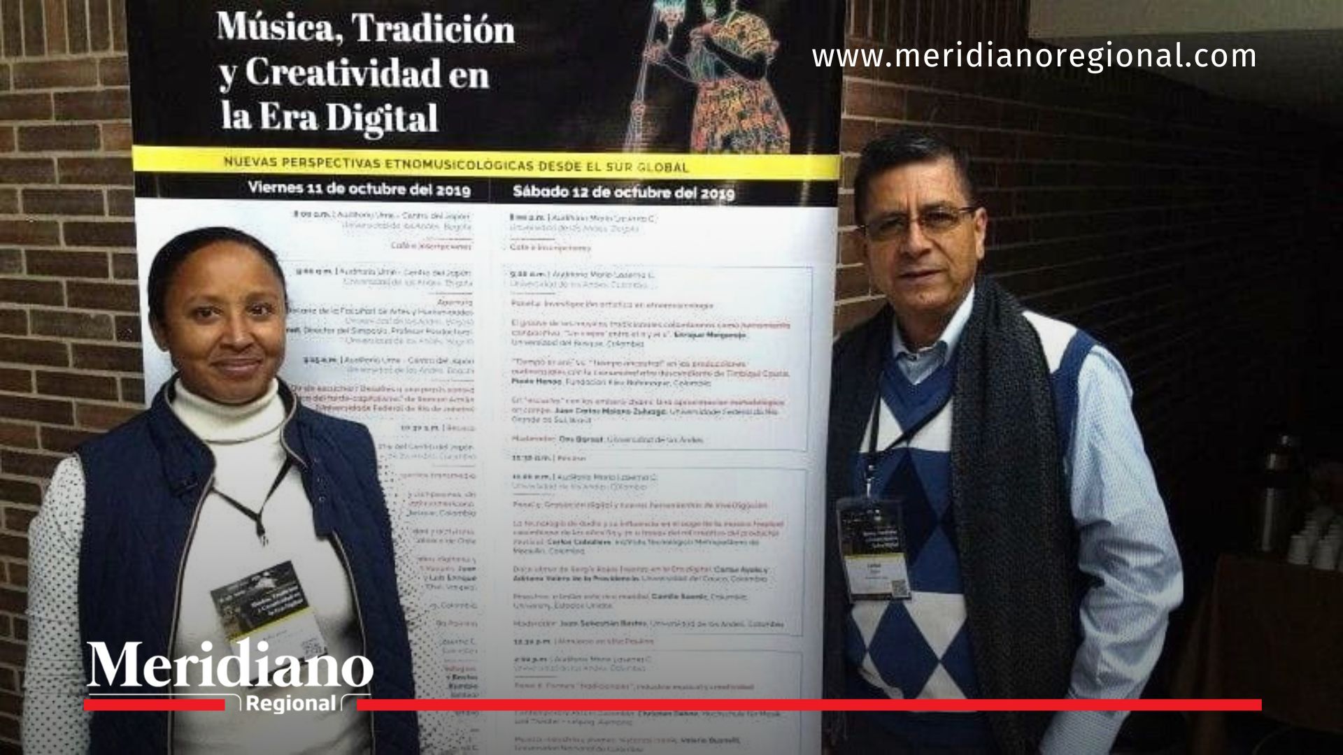 Adriana Valera de la Providencia junto a un profesor del Departamento de Música en evento académico de 2019.