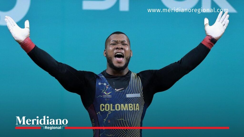 Jeison López celebra su levantamiento en los Juegos Olímpicos - Meridiano Regional Jeison López celebrando un levantamiento exitoso en los Juegos Olímpicos