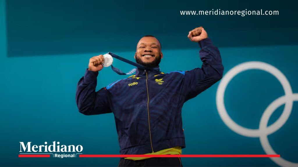 Jeison López celebra su medalla olímpica - Meridiano Regional Jeison López celebrando su medalla olímpica en los Juegos Olímpicos