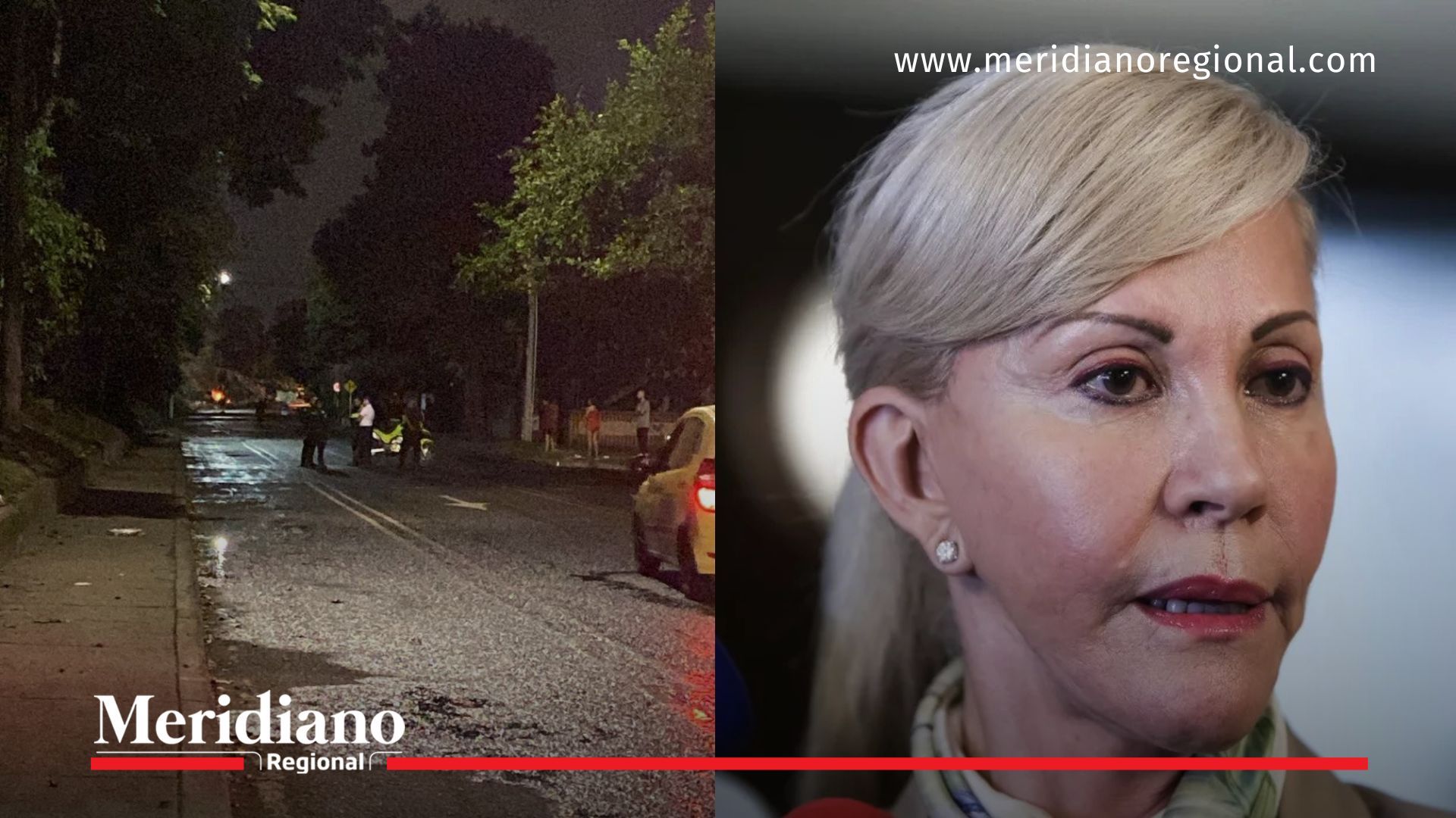 Imagen del lugar del atentado en Cali, ocurrido cerca del CAI de Mariano Ramos, junto a la gobernadora del Valle, Dilian Francisca Toro, quien anunció el aumento de la recompensa por los responsables.