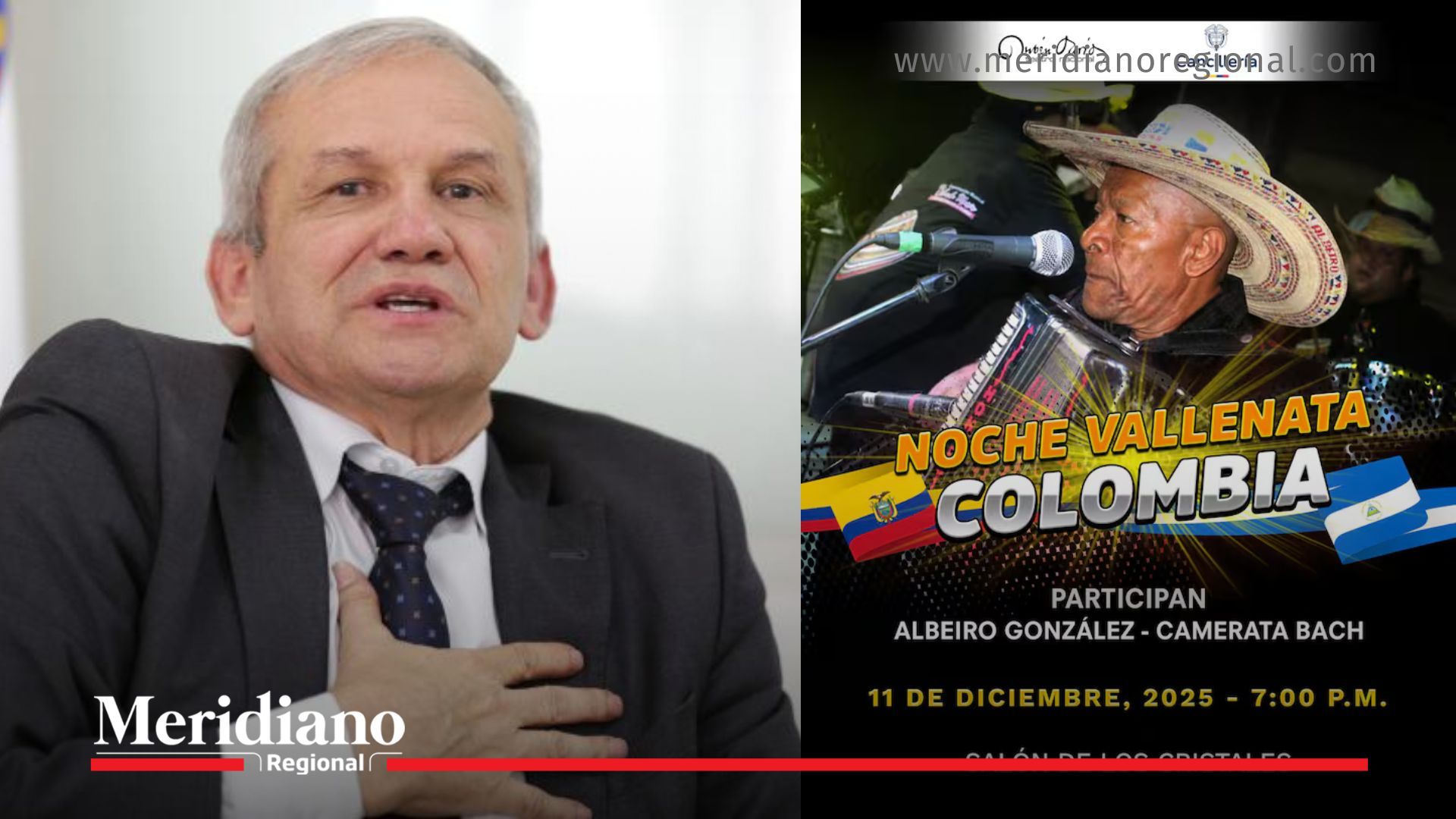 Imagen de archivo de Carlos Ramón González durante su paso por la UNGRD, junto al cartel promocional del evento ‘Noche Vallenata Colombia’, realizado en Managua, Nicaragua, en el que fue visto el exfuncionario y que hoy es materia de investigación por parte de la Fiscalía.