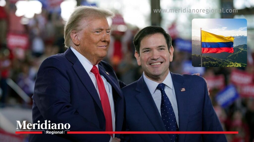 Marco Rubio junto a Donald Trump durante evento político, en contexto de la relación Estados Unidos y Colombia