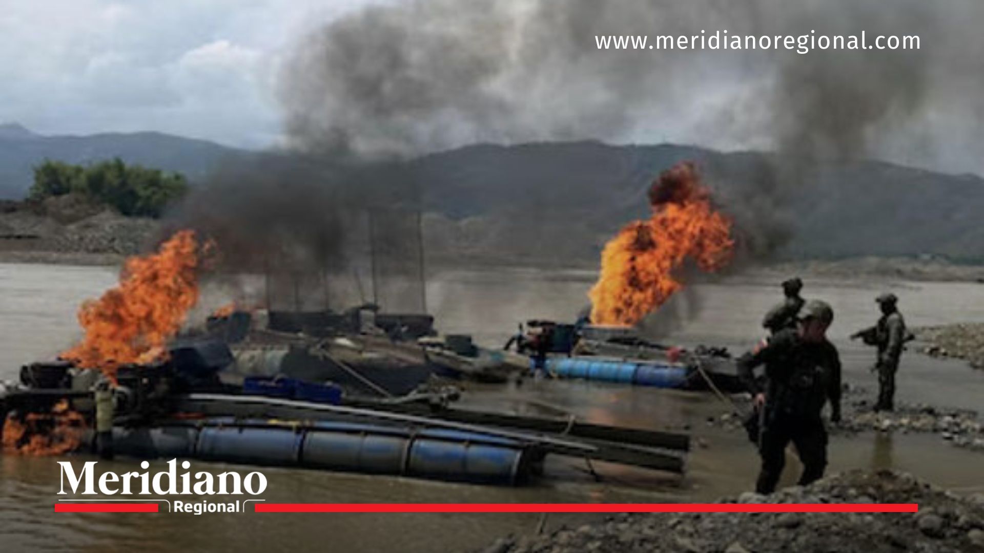 minería ilegal en Buenos Aires Cauca soldados destruyen dragas y motobombas