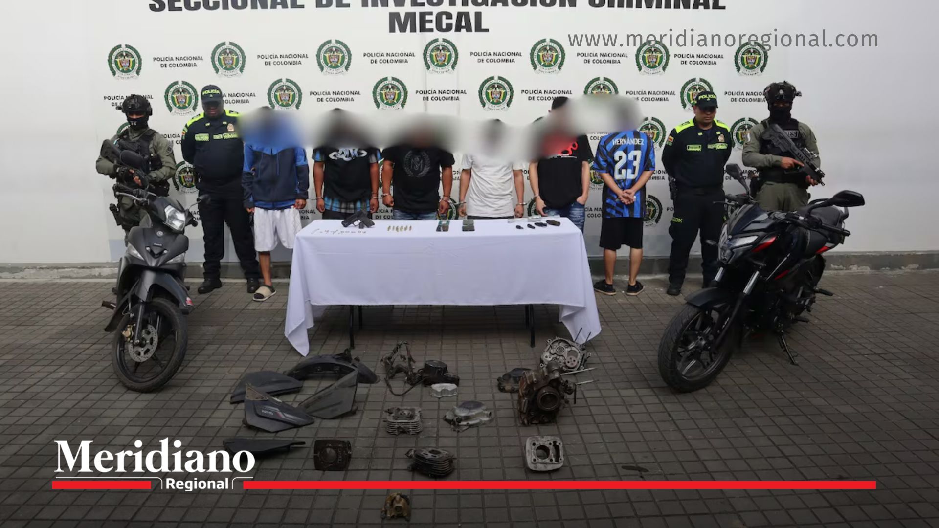 Integrantes de la banda criminal ‘Los Agredo’ capturados en Cali durante operativos contra el hurto de motocicletas en la ciudad.