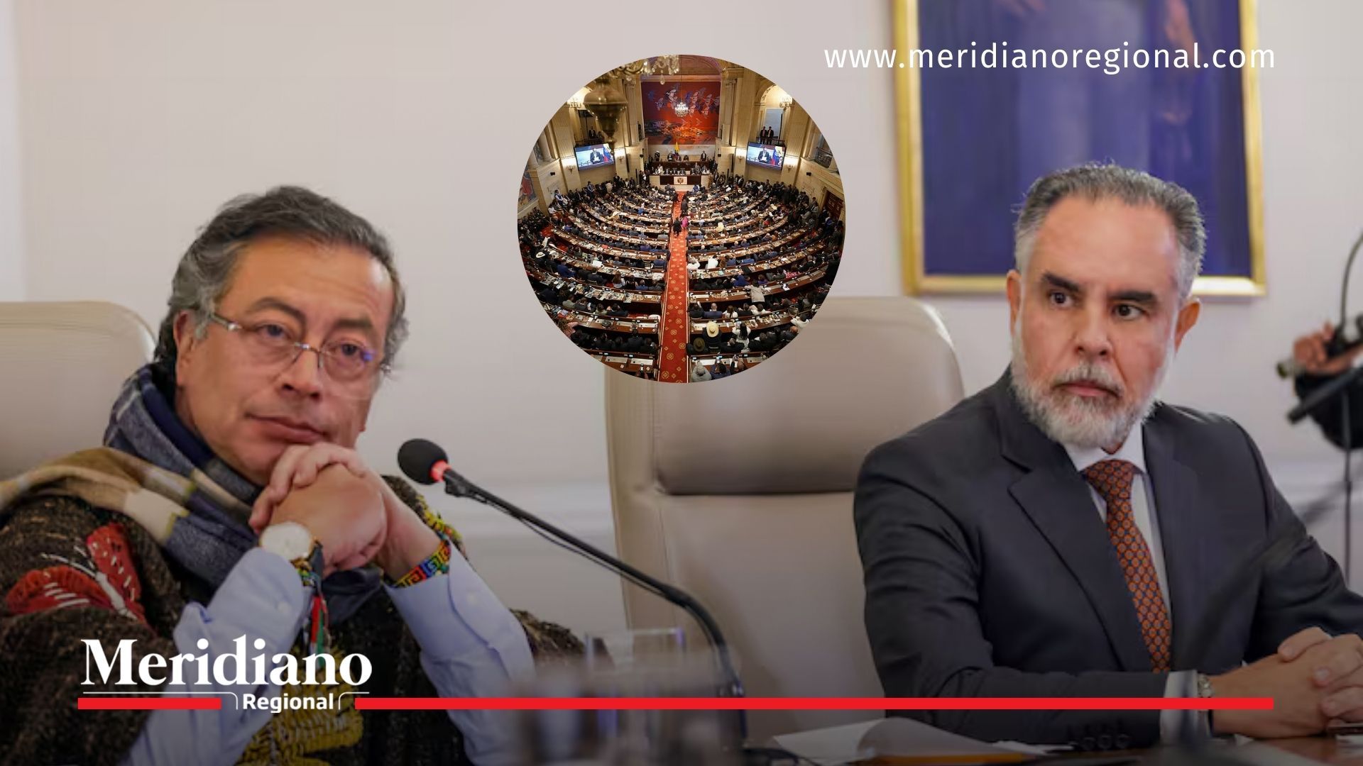 El presidente Gustavo Petro y el ministro del Interior, Armando Benedetti, durante un consejo de ministros, en medio de la tensión institucional con el Congreso por el debate de control político sobre la emergencia económica.