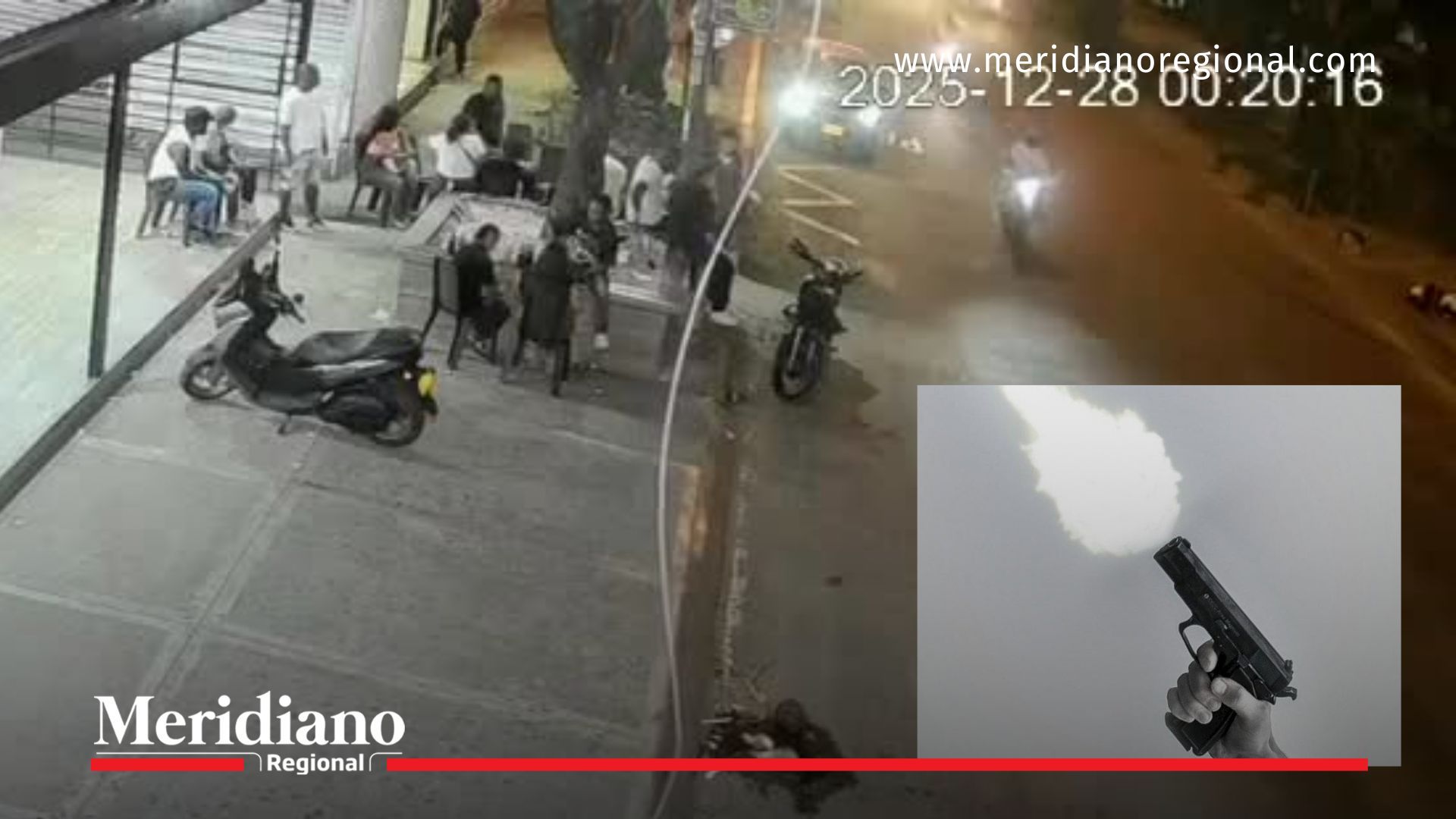 Ataque sicarial en Cali registrado en video de cámara de seguridad en el barrio Ciudad Córdoba, donde una persona murió y cuatro resultaron heridas.