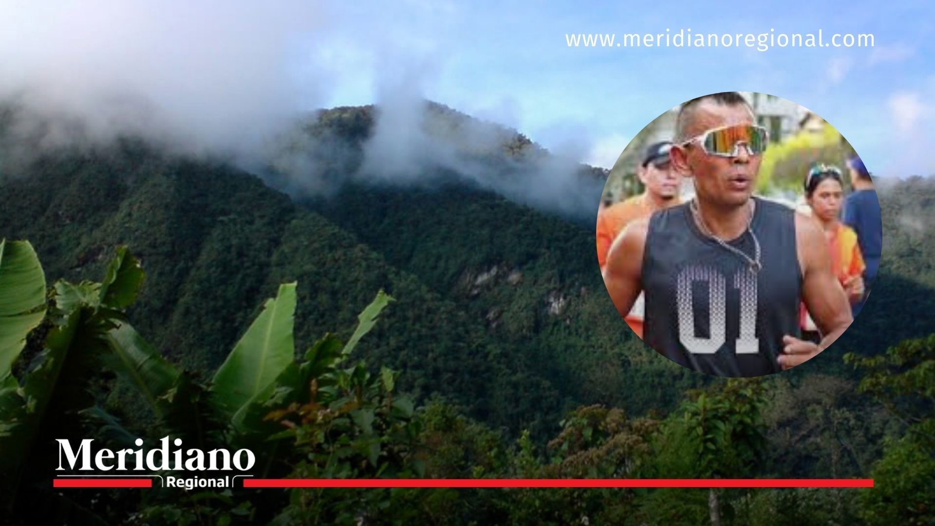Panorámica del Parque Nacional Natural Farallones de Cali con la imagen de Cristhian Alexander Muñoz Correa, el hombre reportado como desaparecido tras ingresar al sector Pico Pance.