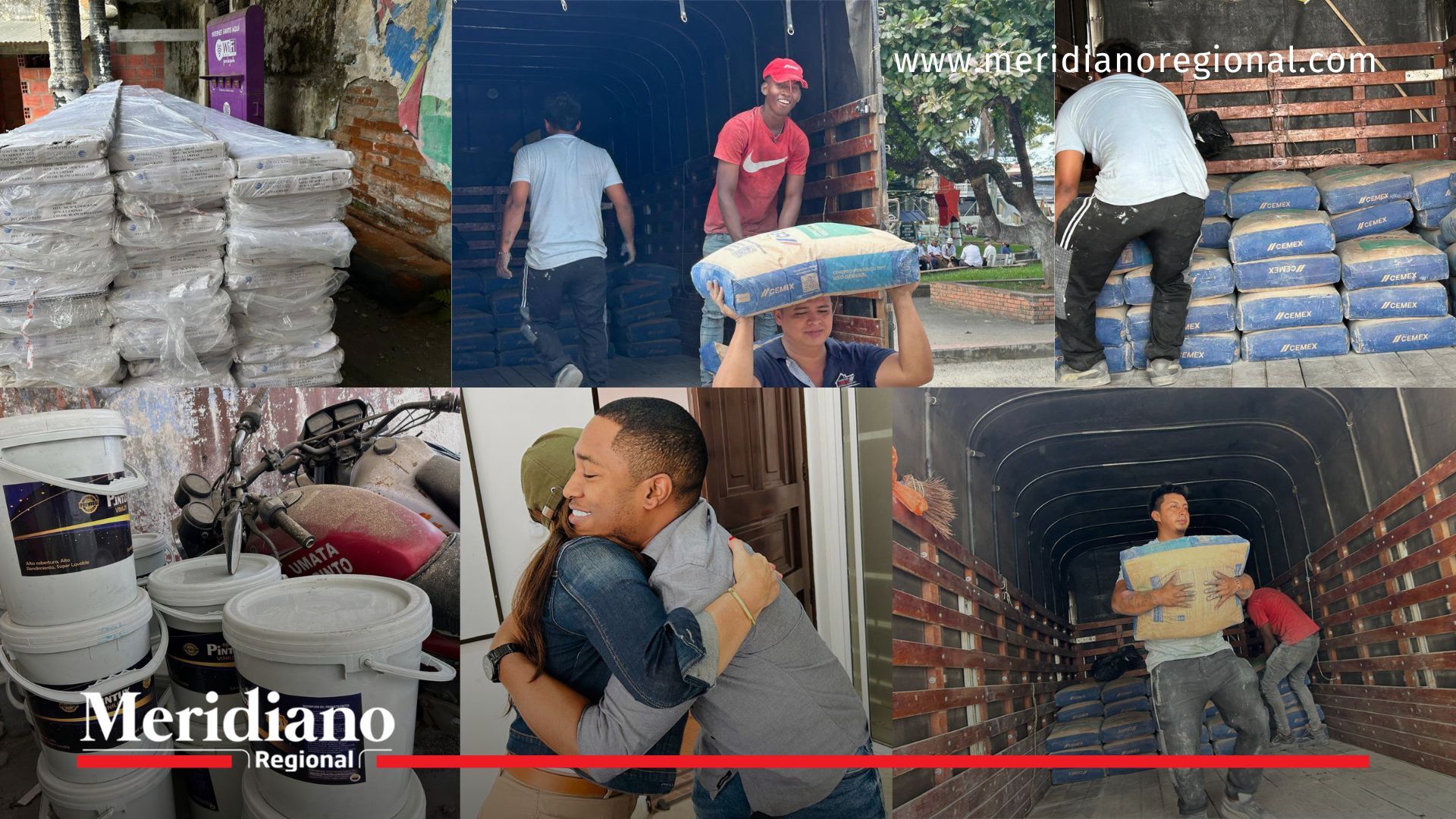 Materiales de construcción entregados por la Gobernación del Cauca, a través de la Secretaría de Gobierno Departamental, como apoyo humanitario a familias y comerciantes de Corinto afectados por actos terroristas registrados en junio.