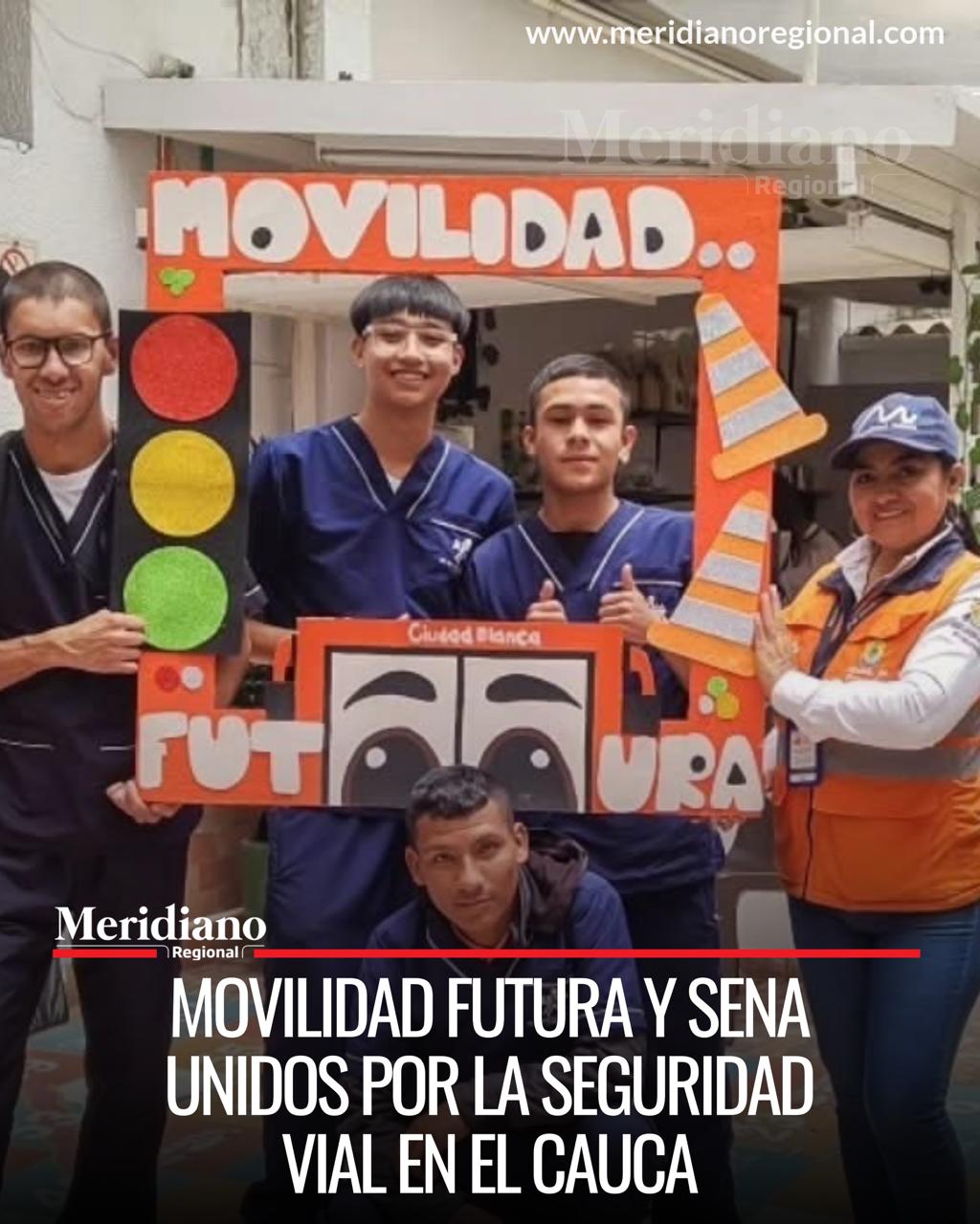 Aprendices del SENA Cauca y personal de Movilidad Futura participaron en actividades pedagógicas para fortalecer la seguridad vial y la cultura ciudadana en Popayán.