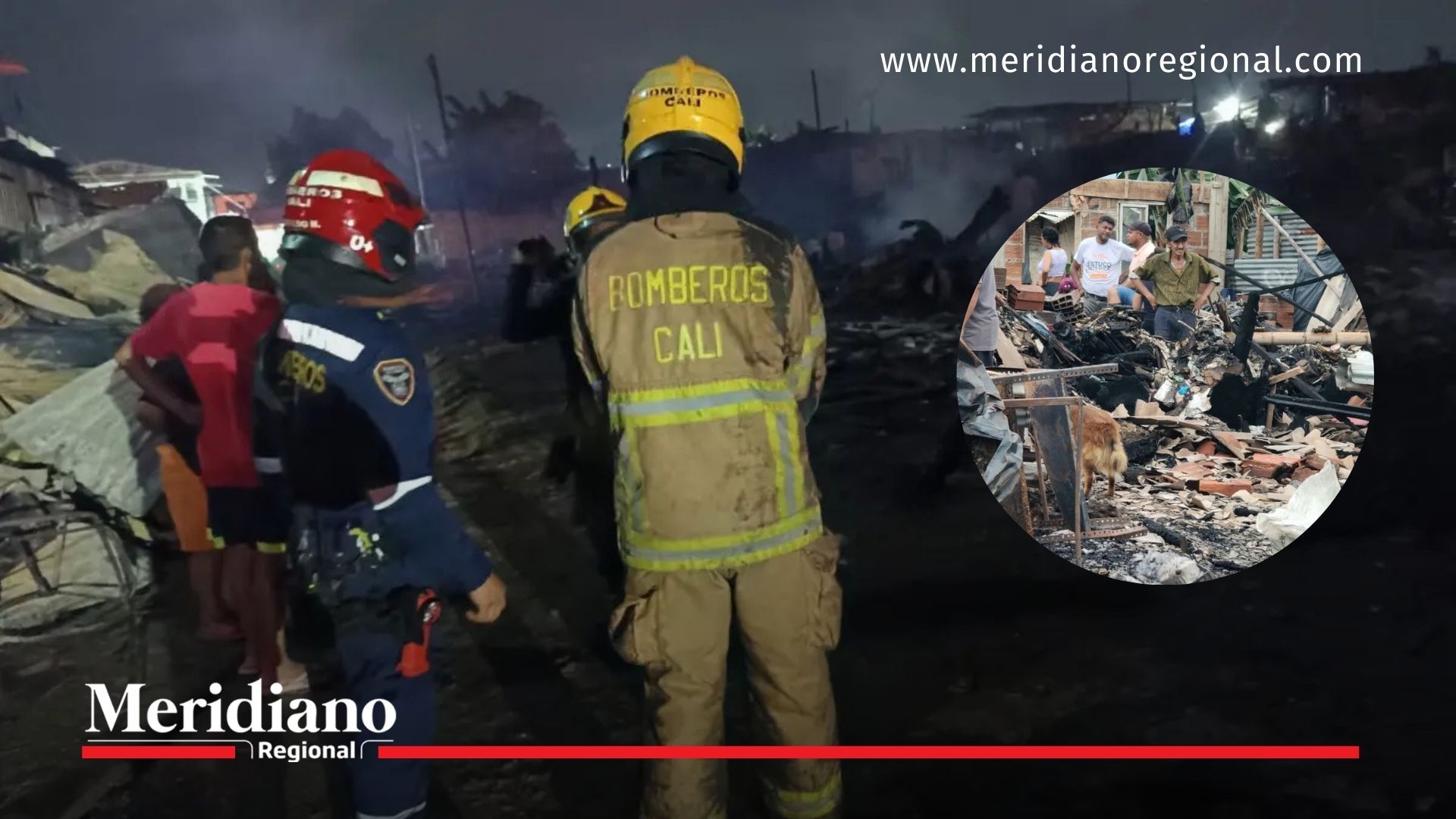 bomberos de Cali atienden incendio en el oriente de Cali en el barrio El Pondaje