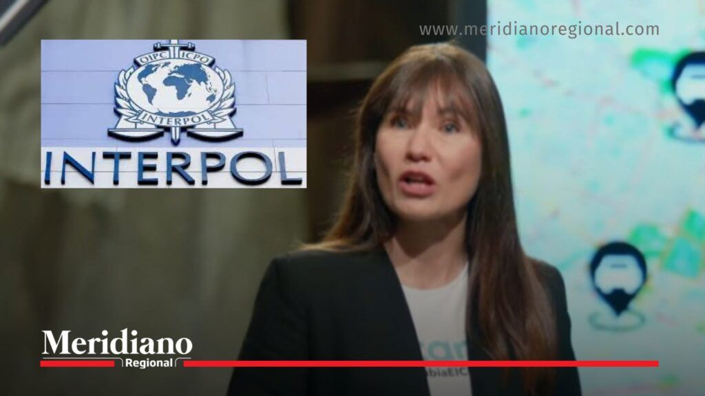 Zulma Guzmán en imagen ilustrativa junto al logo de Interpol por diligencias internacionales de búsqueda en proceso judicial